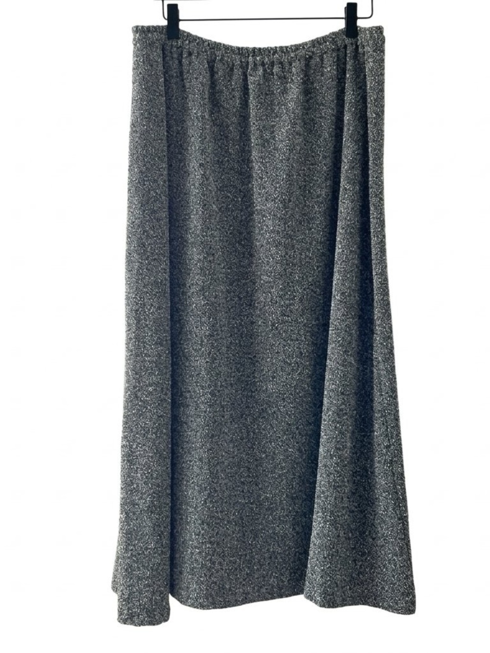 Vintage 90s BFA Classics Gray Black Textured Knit Midi Skirt Elastic Waist L - Picture 2 of 11
